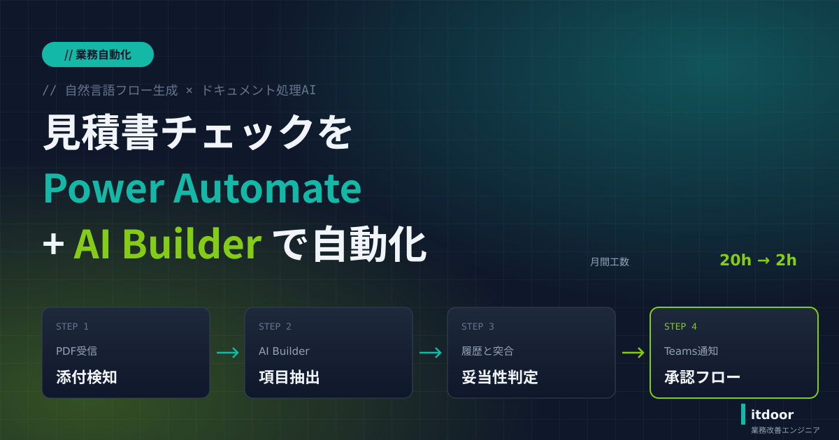 Power Automate + AI Builder で見積書チェック自動化 - 自然言語フロー生成の実践