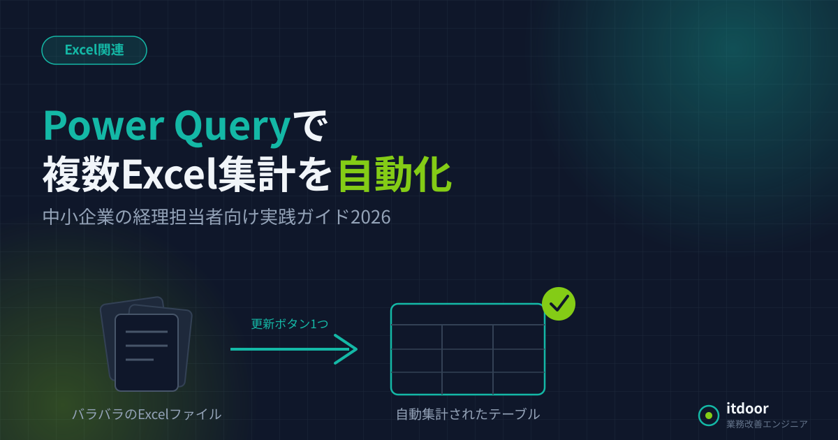 Power Queryで複数Excelファイルの集計を自動化——中小企業の経理担当者向け実践ガイド2026